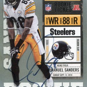 Emmanuel Sanders Autographed 2010 Panini Contenders Rookie Card