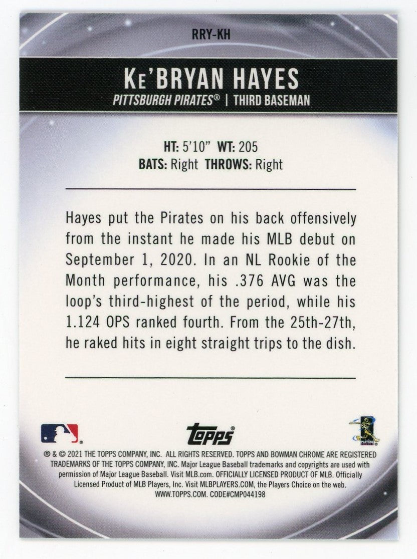 Ke'Bryan Hayes 2021 Topps Bowman Chrome Rookie Of The Year Favorite #RRY-KH Card - Image 2