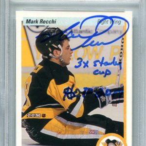 Mark Recchi 1990 Upper Deck #179 "3x Stanley Cup/HOF2017" PSA Auto GEM MT 10