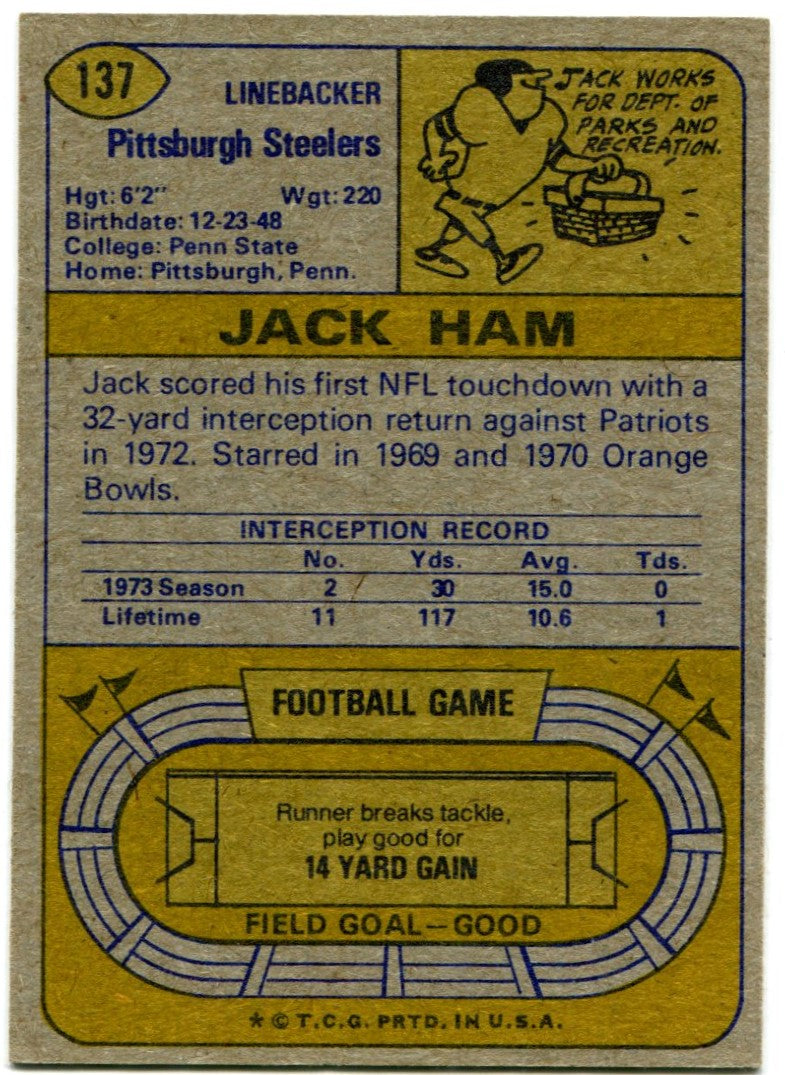 Jack Ham 1974 #137 - Image 2