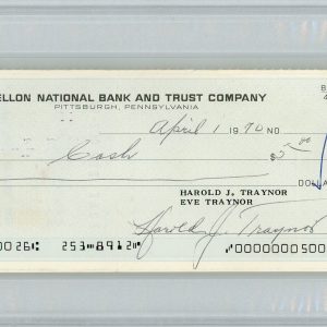 Pie Traynor Autographed Check (PSA)